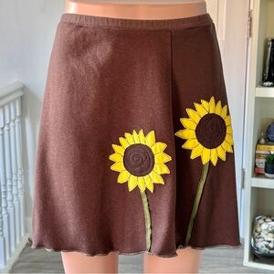 NEW with TAGS Sardine A-Line Skirt w/ Sunflower Appliqué (size XXS)